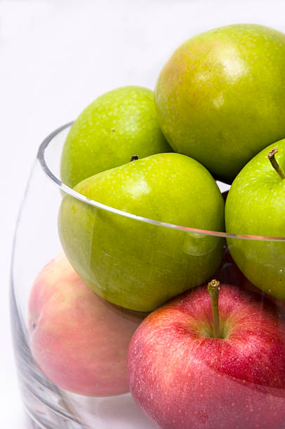 Apples in Glass Bowl stock photo