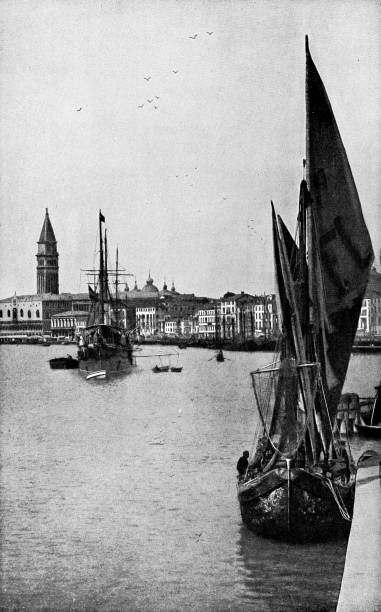 istock Tall Ships at the Venetian Lagoon in Venice, Italy - 19th Century 1185958284