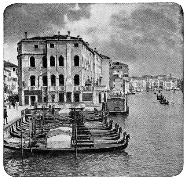 istock Gondolas Moored along the Grand Canal in Venice, Italy - 19th Century 1185958546