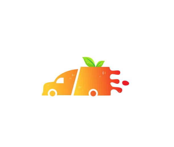 ilustrações, clipart, desenhos animados e ícones de vetor alaranjado do projeto da fruta do caminhão - packaging horizontal non alcoholic beverage orange juice