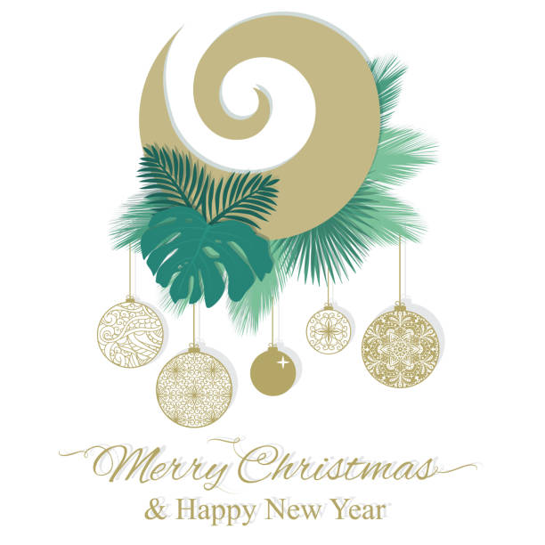 illustrazioni stock, clip art, cartoni animati e icone di tendenza di koru di natale - christmas backgrounds swirl green