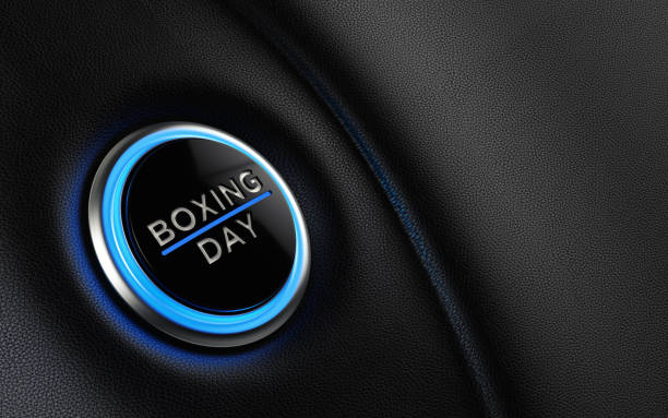 istock Boxing Day Car Start Button On Dashboard;  Boxing Day Concept 1185960994