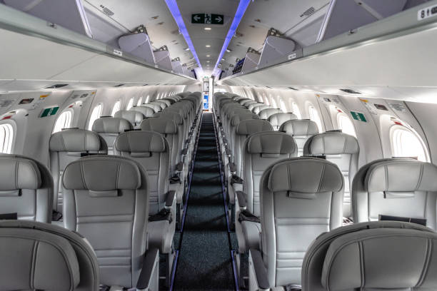Passenger Cabin, Commercial Airplane commercial airplane passenger cabin. congonhas airport stock pictures, royalty-free photos & images