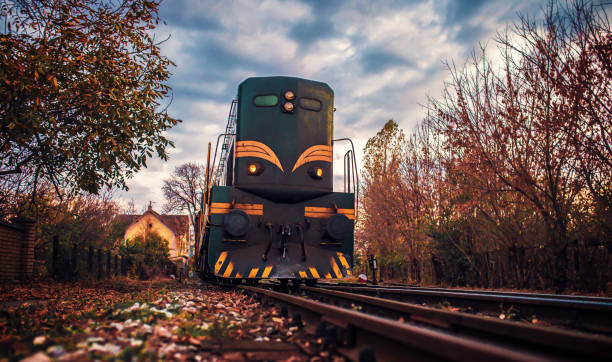 istock Train leaves the railway station. Transportation concept 1185963116