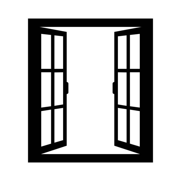 Open window icon on white background. Vector Open window icon on white background. Vector illustration window icons stock illustrations
