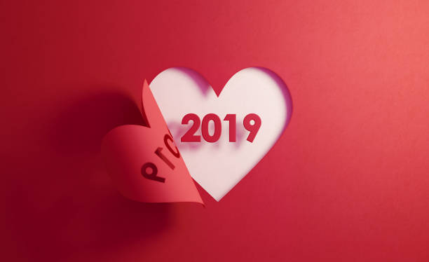 istock 2019 Concept- M2019 Inside Of A Red Folding Heart Shape On White Background 1185965565