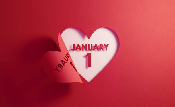 istock New Year Concept- January One Text Inside Of A Red Folding Heart Shape On White Background 1185965590