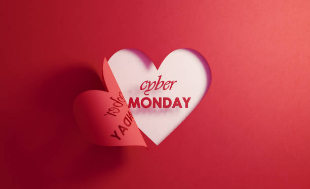 istock Cyber Monday Concept- Cyber Monday Text Inside Of A Red Folding Heart Shape On White Background 1185966784
