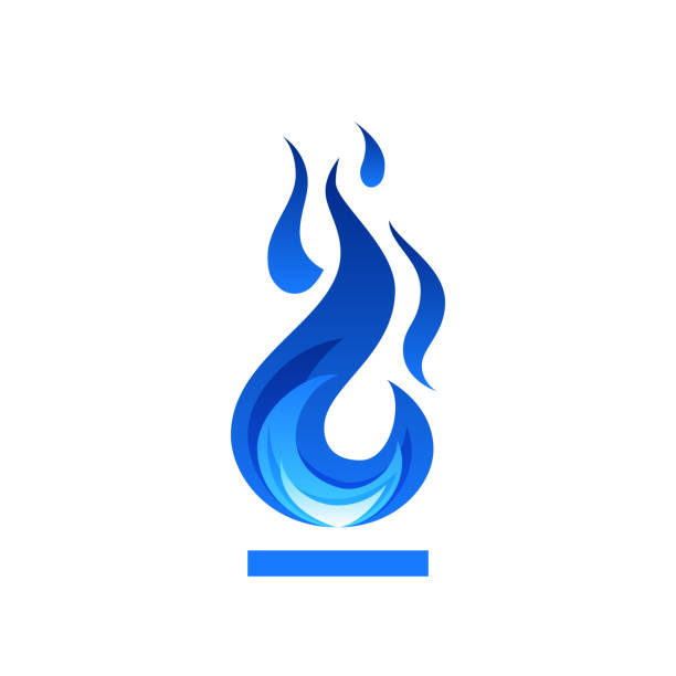 ilustrações de stock, clip art, desenhos animados e ícones de gas fire flame, vector illustration in flat style - flame gas natural gas blue