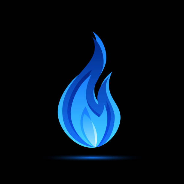 gasfeuerflamme, vektor-illustration im flachen stil - abstract blue flame backgrounds stock-grafiken, -clipart, -cartoons und -symbole