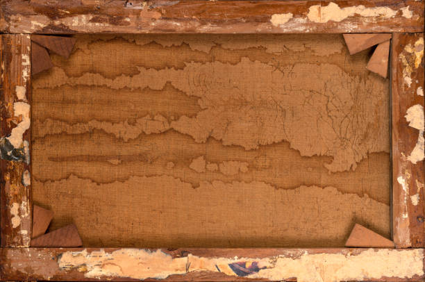 istock Back of Old Painted Canvas in Wooden Frame 1185982997