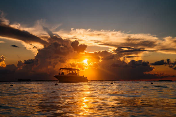 Isla Mujeres island Caribbean beach sunset of Riviera Maya in Mexico