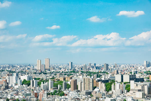 landschaft der stadt tokio in japan - tokyo sky tree fotos stock-fotos und bilder