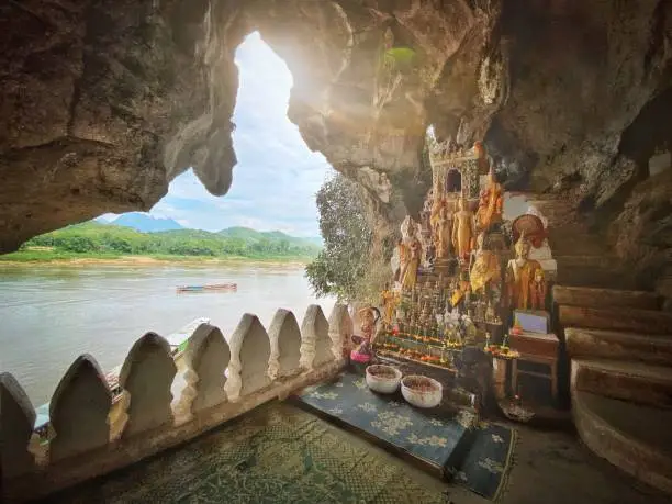 Photo of Pak Ou Cave Buddhas Laos Mekong River