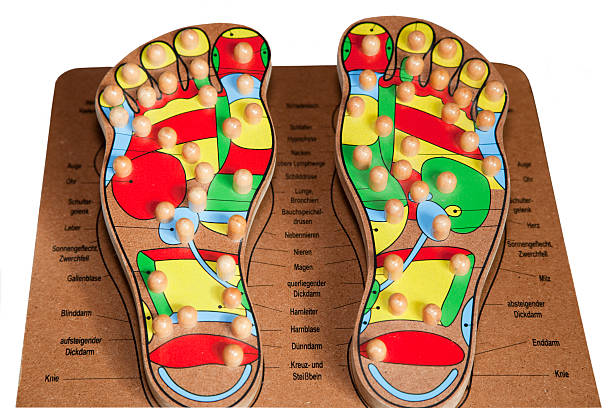 reflexologia podal - reflexology human foot acupuncture diagram - fotografias e filmes do acervo