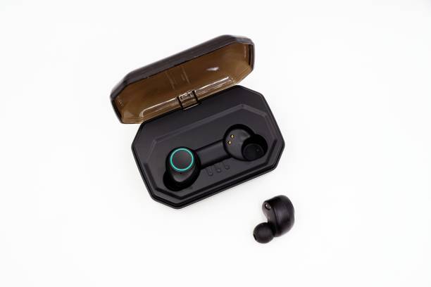 istock Black and green wireless Bluetooth headphones 1185991842