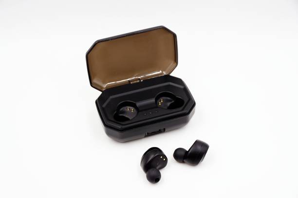istock Black and green wireless Bluetooth headphones 1185994474