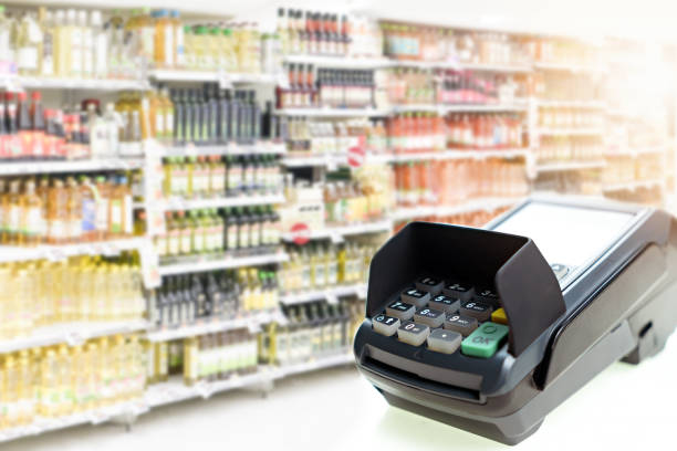 istock Credit card machine on isolated white background 1185998201