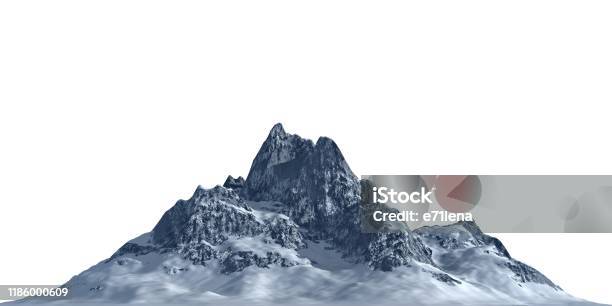 Snowy Mountains Isolate On White Background 3d Illustration Stock Photo - Download Image Now