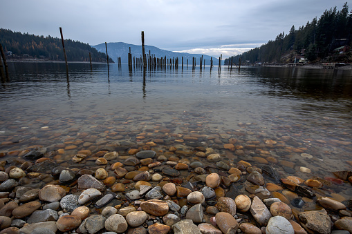 Rocks in the clear water in Pend Oreille Lake at Garfield Bay just south of Sandpoint, Idaho.