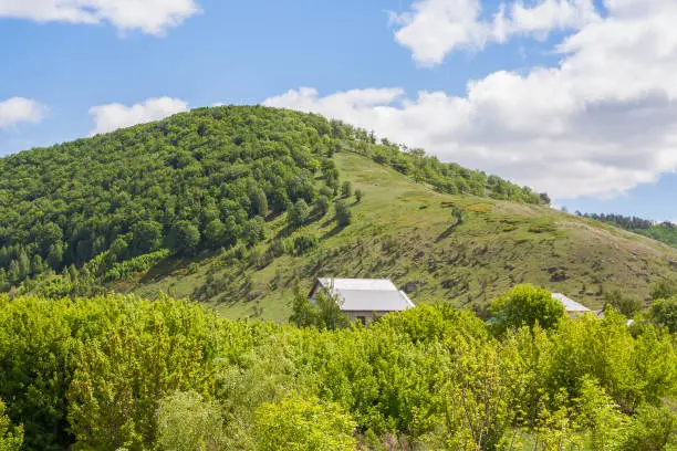 House at the foot of the mountain in summer, Zhiguli mountains, Samara region