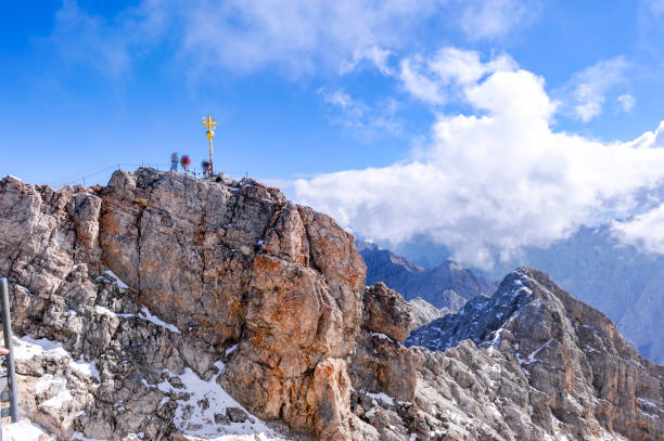 View of the glacier on Zugspitze, Germany's highest mountain, which has shrunk due to climate change and rising temperatures.