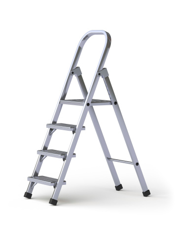 step ladder lean on the gray background