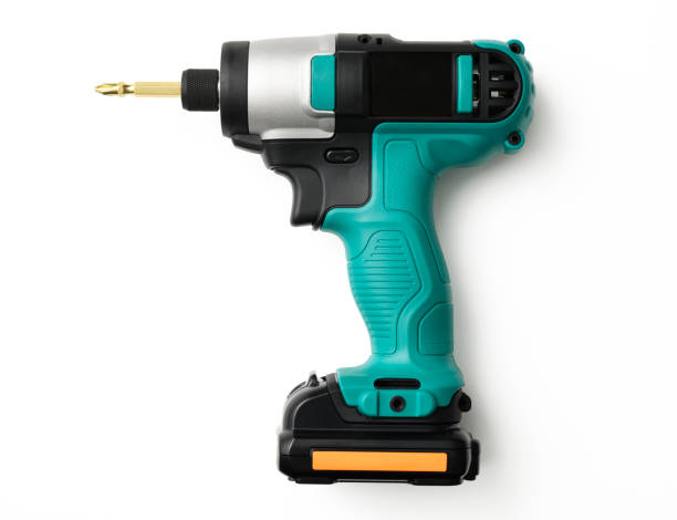istock Isolated shot of cordless drill with twist bit on white background 1186014493