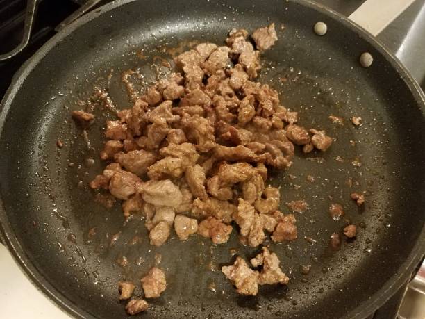 istock steak meat cooking in frying pan or skillet 1186017763
