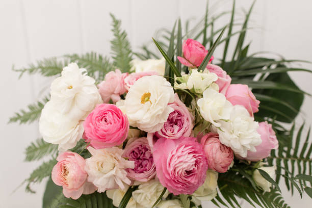 Tropical Pink Wedding Bouquet for an elegant Palm Beach wedding in Downtown West Palm Beach, Florida.