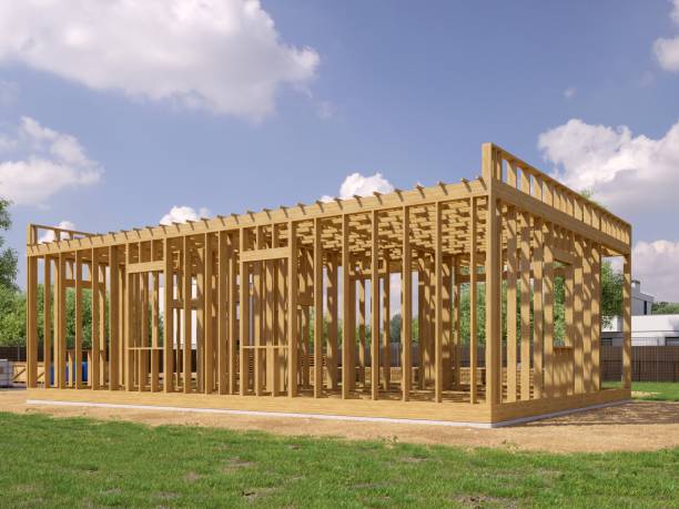 istock 3d render image of frame house. 3D illustration of frame house. 1186024559