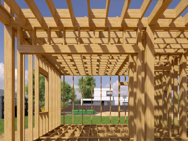 istock 3d render image of frame house. 3D illustration of frame house. 1186024705