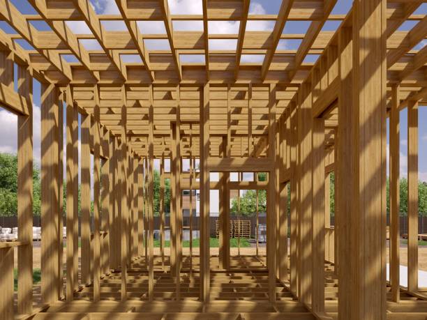 istock 3d render image of frame house. 3D illustration of frame house. 1186024719