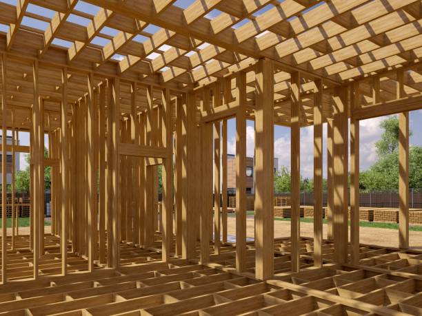 istock 3d render image of frame house. 3D illustration of frame house. 1186024756