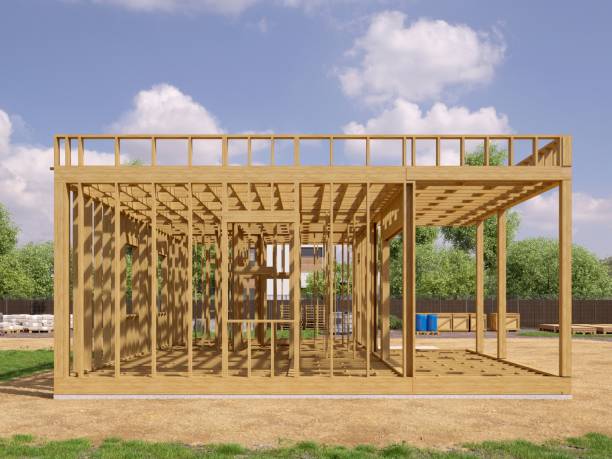 istock 3d render image of frame house. 3D illustration of frame house. 1186024790