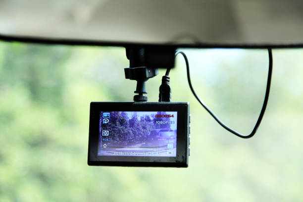 istock video recorder under view mirror in car, camera for recorder when driving 1186029586