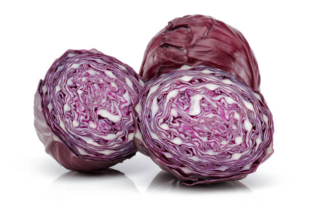 istock Fresh red cabbages isolated on white 1186033314