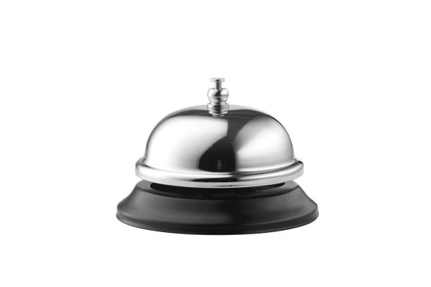 service bell on white background - hotel concierge service service bell imagens e fotografias de stock