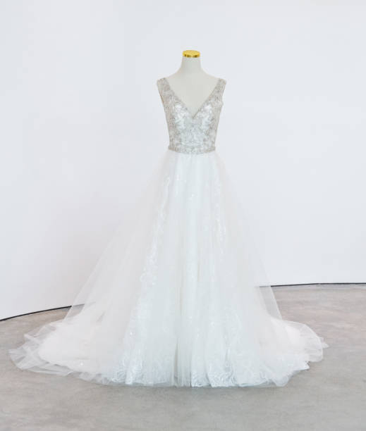 istock Beautiful wedding dresses in the store 1186040400