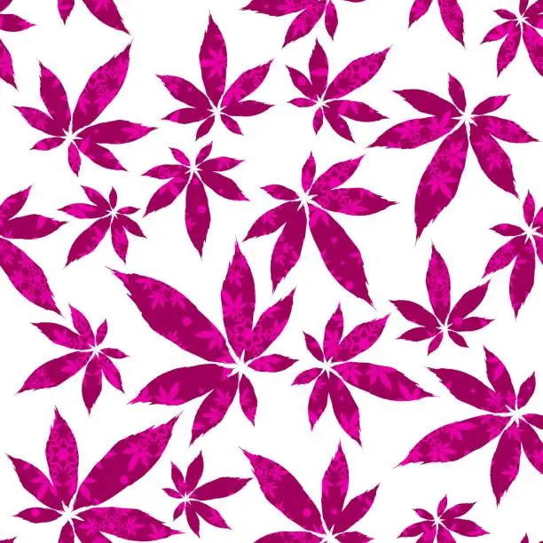 Vector illustration of Christmas snowflakes with cannabis leaf seamless vector pattern