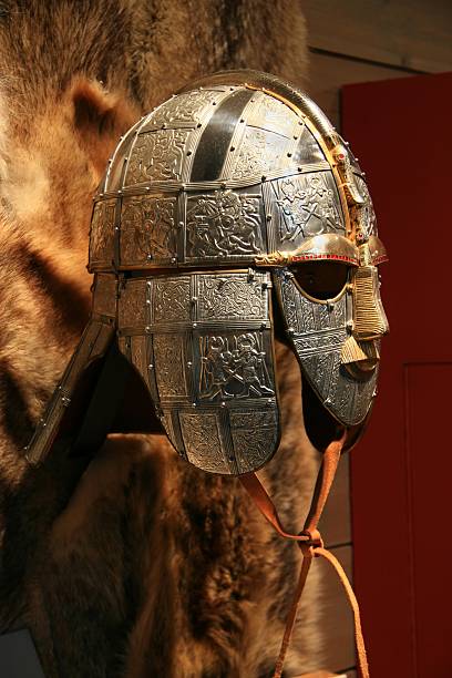 Sutton Hoo Anglo-Saxon Helmet Side View stock photo