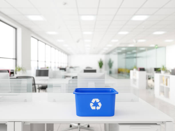 istock Blue Recycling on desk in the office 1186042860