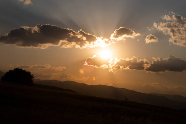 Dramatic sunset over the mountains.