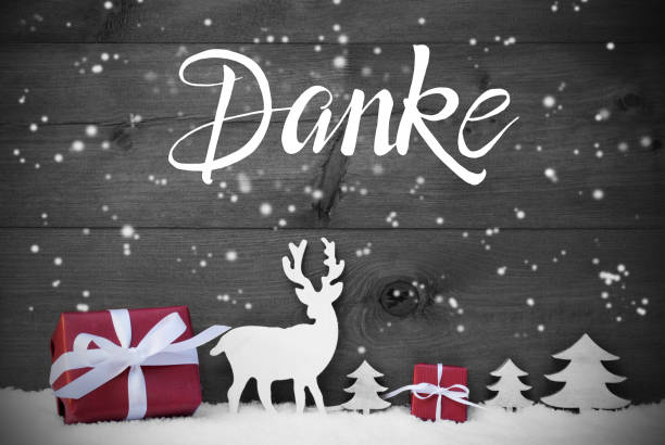 istock Reindeer, Gift, Tree, Snowflakes, Danke Means Thank You 1186047408