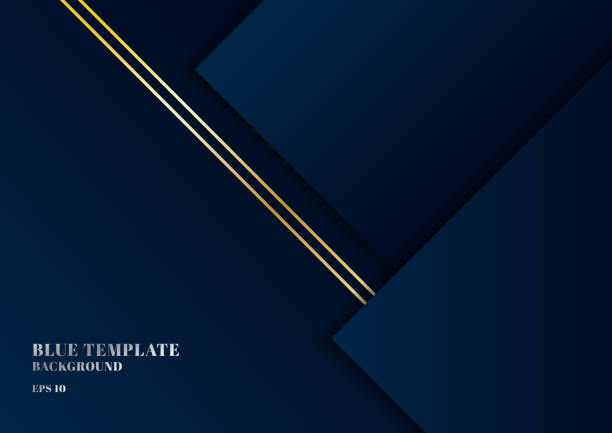 istock Abstract template dark blue background geometric shape with gold lines and space for your text. 1186056236