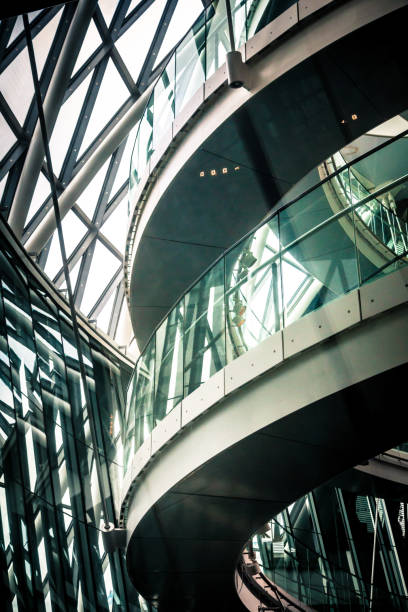 istock Abstract modern architecture and winding staircase in the city 1186059176