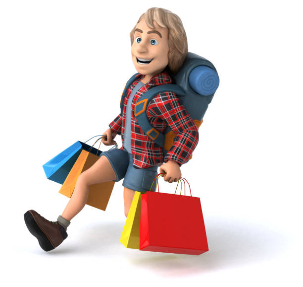 istock Man solo traveling backpacker - 3D Illustration 1186060604