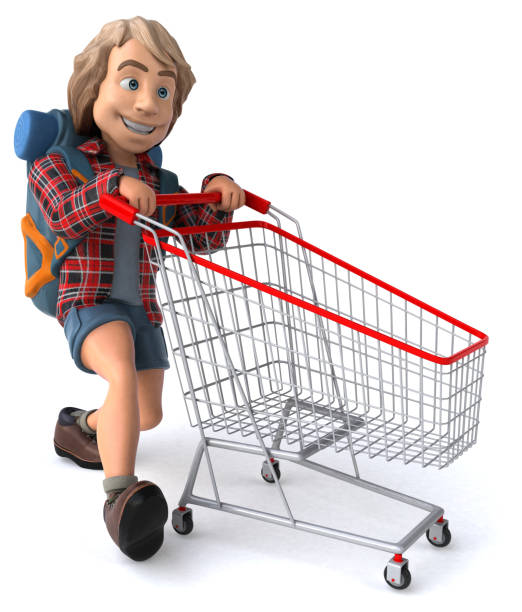 istock Man solo traveling backpacker - 3D Illustration 1186060614