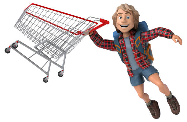 istock Man solo traveling backpacker - 3D Illustration 1186060617