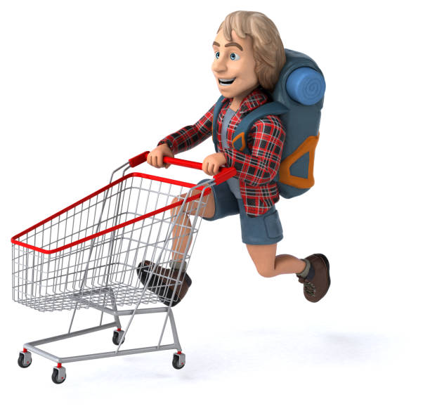 istock Man solo traveling backpacker - 3D Illustration 1186060618